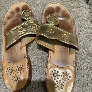 Jack Rogers Metallic Gold Slide Sandals